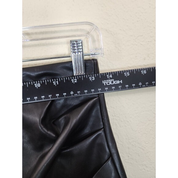 Dynamite Faux Leather Mini Skirt Women's Small P/S Black Ruched - Picture 4 of 8